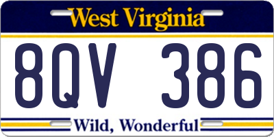 WV license plate 8QV386