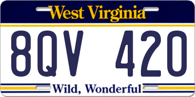 WV license plate 8QV420