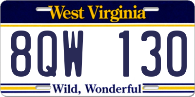 WV license plate 8QW130