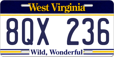 WV license plate 8QX236