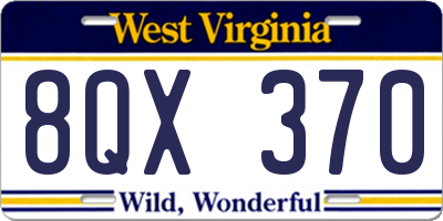 WV license plate 8QX370