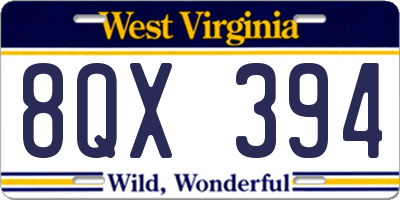 WV license plate 8QX394