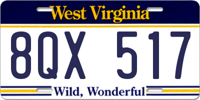 WV license plate 8QX517