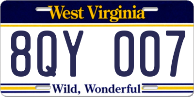 WV license plate 8QY007