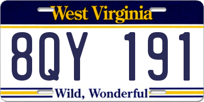 WV license plate 8QY191