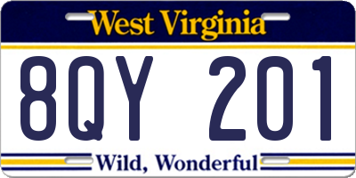 WV license plate 8QY201