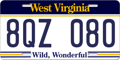 WV license plate 8QZ080