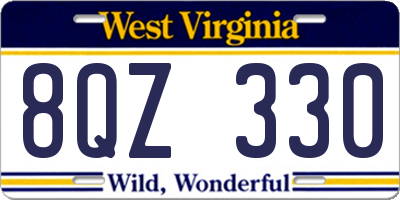 WV license plate 8QZ330
