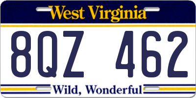 WV license plate 8QZ462