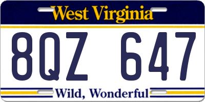 WV license plate 8QZ647