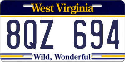 WV license plate 8QZ694