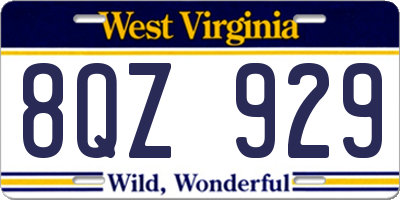 WV license plate 8QZ929