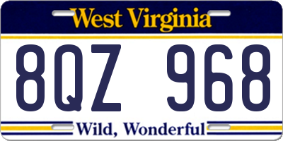 WV license plate 8QZ968