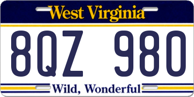 WV license plate 8QZ980