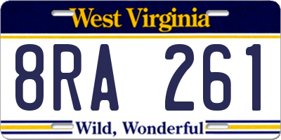 WV license plate 8RA261