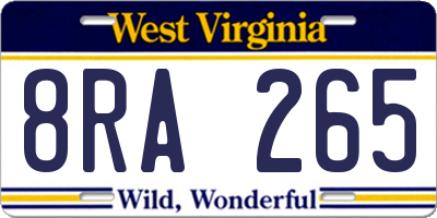 WV license plate 8RA265