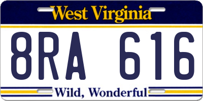 WV license plate 8RA616