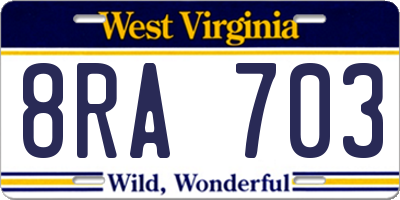 WV license plate 8RA703