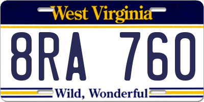 WV license plate 8RA760