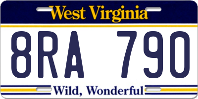 WV license plate 8RA790