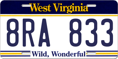 WV license plate 8RA833