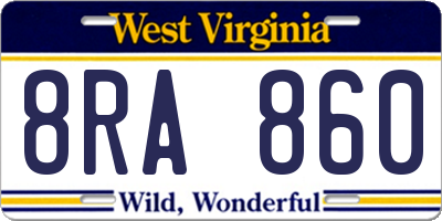 WV license plate 8RA860