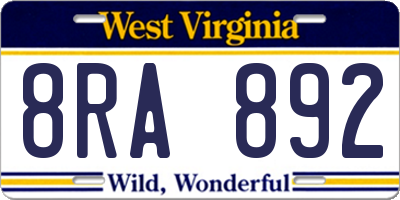 WV license plate 8RA892