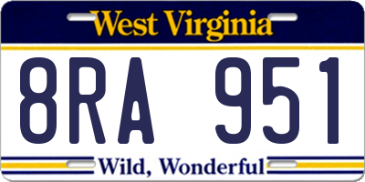 WV license plate 8RA951