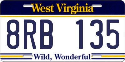 WV license plate 8RB135