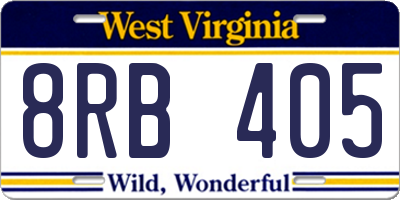 WV license plate 8RB405