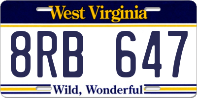 WV license plate 8RB647