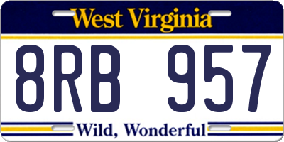 WV license plate 8RB957