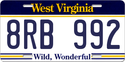WV license plate 8RB992