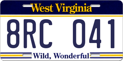 WV license plate 8RC041