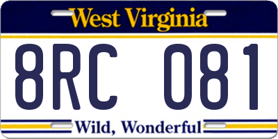 WV license plate 8RC081