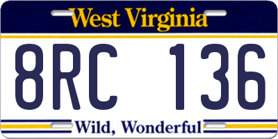 WV license plate 8RC136