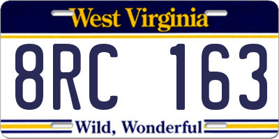 WV license plate 8RC163