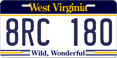 WV license plate 8RC180