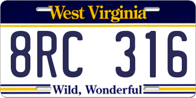 WV license plate 8RC316