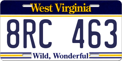 WV license plate 8RC463