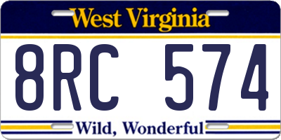 WV license plate 8RC574
