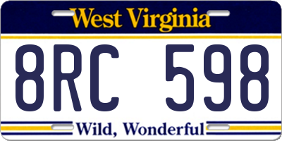 WV license plate 8RC598