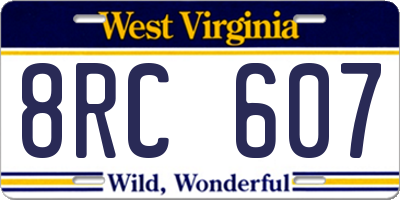 WV license plate 8RC607