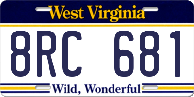 WV license plate 8RC681