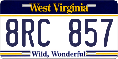 WV license plate 8RC857
