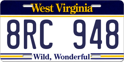 WV license plate 8RC948