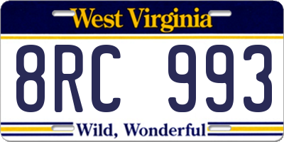WV license plate 8RC993