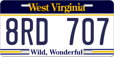 WV license plate 8RD707