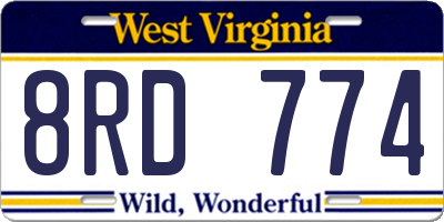 WV license plate 8RD774