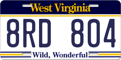 WV license plate 8RD804